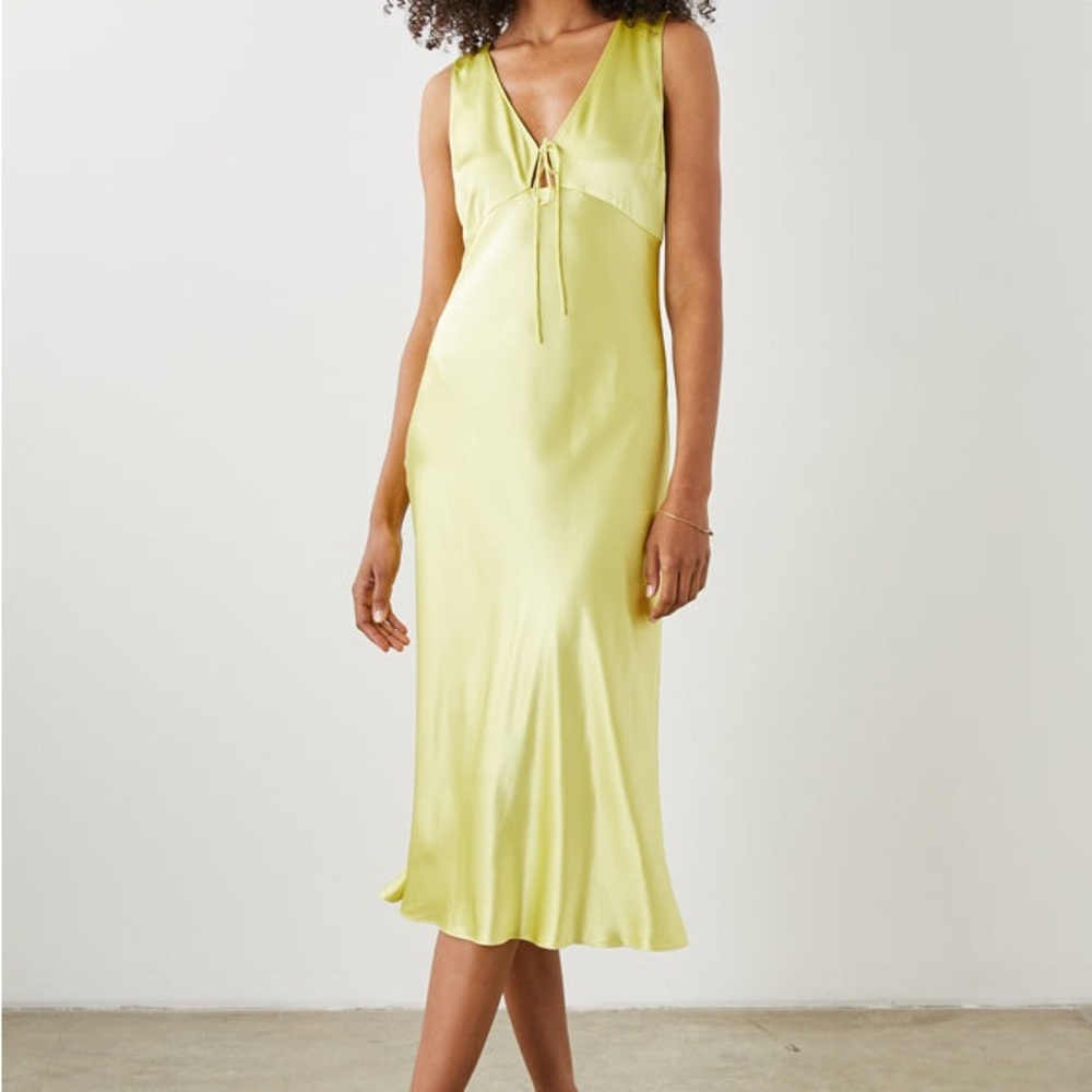 Rails Chartreuse Yellow Satin Midi Dress